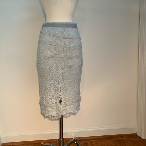 Dolce & Gabbana Baby Blue Scalloped Ruched Lace Skirt Rare Runway - Picture 3 of 8